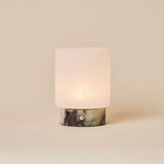 Tavellio Cuyp Small rechargeable table lamp, Calacatta Viola marble base with frosted glass shade