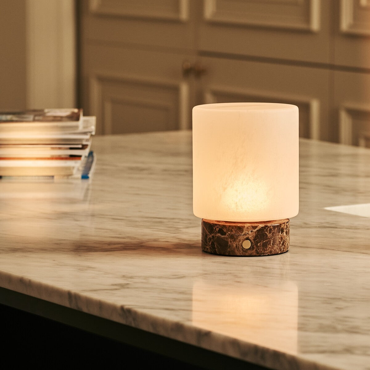 Cuyp Small Brown – Emperador Dark Marble Rechargeable Table Lamp | Authentic, Dimmable &  Interchangeable Lampshade