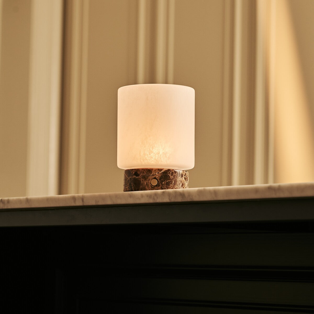 Cuyp Small Brown – Emperador Dark Marble Rechargeable Table Lamp | Authentic, Dimmable &  Interchangeable Lampshade