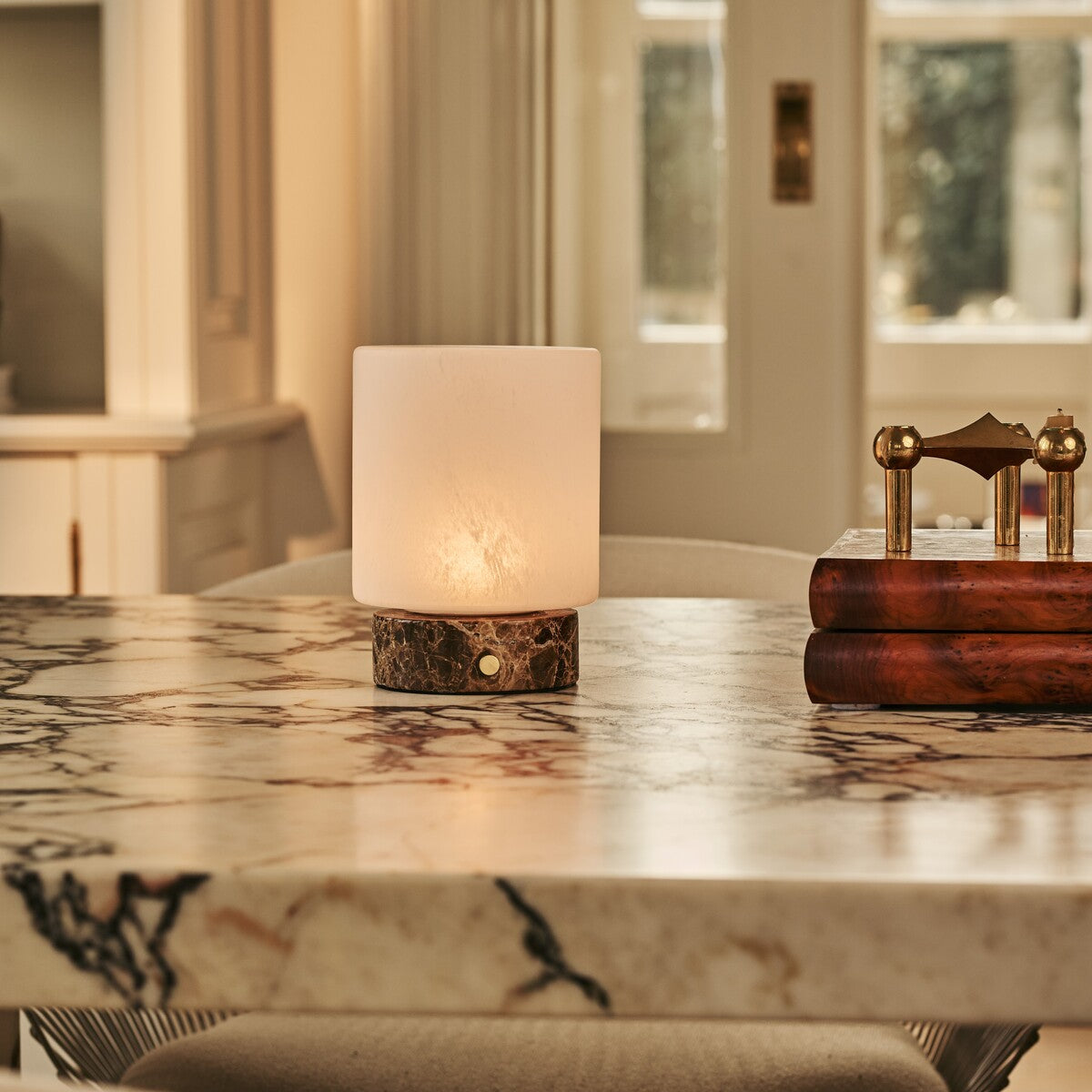 Cuyp Small Brown – Emperador Dark Marble Rechargeable Table Lamp | Authentic, Dimmable &  Interchangeable Lampshade