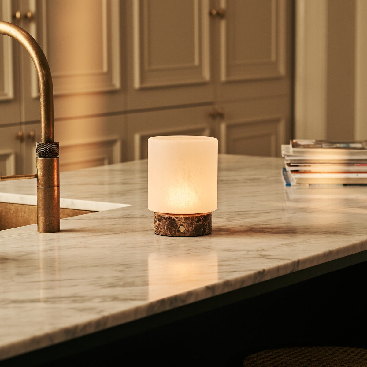 Cuyp Small Brown – Emperador Dark Marble Rechargeable Table Lamp | Authentic, Dimmable &  Interchangeable Lampshade