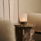 Cuyp Small Brown – Emperador Dark Marble Rechargeable Table Lamp | Authentic, Dimmable &  Interchangeable Lampshade