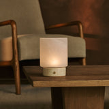 Cuyp Small Beige – Travertin Wiederaufladbare Tischlampe 
