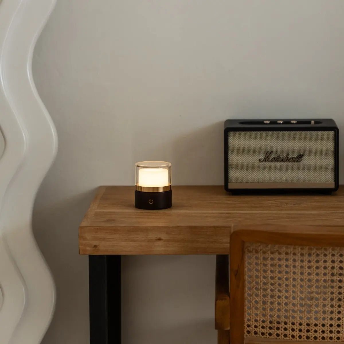 Leo Dark Brown Compact Cordless Rechargeable Lamp – Wood, Dimmable Light Tavellio