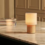 Donnée Light Brown Rechargeable Table Lamp | Cordless, 3 Light Modes & Linen Blend