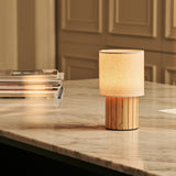 Donnée Light Brown Rechargeable Table Lamp | Cordless, 3 Light Modes & Linen Blend
