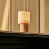 Donnée Light Brown Rechargeable Table Lamp | Cordless, 3 Light Modes & Linen Blend