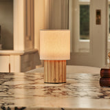 Donnée Light Brown Rechargeable Table Lamp | Cordless, 3 Light Modes & Linen Blend