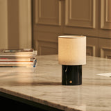 Dou Black – Nero Marquina Marble Rechargeable Table Lamp | Battery, Dimmable & Interchangeable Lampshade