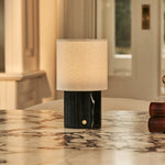 Dou Black – Nero Marquina Marble Rechargeable Table Lamp | Battery, Dimmable & Interchangeable Lampshade