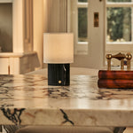 Dou Black – Nero Marquina Marble Rechargeable Table Lamp | Battery, Dimmable & Interchangeable Lampshade