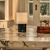 Dou Black – Nero Marquina Marble Rechargeable Table Lamp | Battery, Dimmable & Interchangeable Lampshade