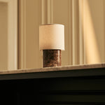Dou Brown – Emperador Dark Marble Rechargeable Table Lamp | Battery, Dimmable & Interchangeable Lampshade
