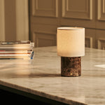 Dou Brown – Emperador Dark Marble Rechargeable Table Lamp | Battery, Dimmable & Interchangeable Lampshade