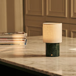 Dou Green – Verde Alpi Marble Rechargeable Table Lamp | Battery, Dimmable & Interchangeable Lampshade