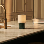Dou Green – Verde Alpi Marble Rechargeable Table Lamp | Battery, Dimmable & Interchangeable Lampshade