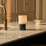 Dou Green – Verde Alpi Marble Rechargeable Table Lamp | Battery, Dimmable & Interchangeable Lampshade