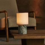 Dou Green – Ice Green Marble Rechargeable Table Lamp | Battery, Dimmable & Interchangeable Lampshade