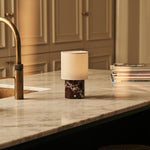 Dou Red – Rosso Levanto Marble Rechargeable Table Lamp | Battery, Dimmable & Interchangeable Lampshade
