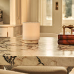 Dou Small Beige – Travertino Classico Travertine Rechargeable Table Lamp | 3 Light Modes, Dimmable & Interchangeable Lampshade