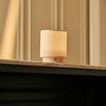 Dou Small Beige – Travertino Classico Travertine Rechargeable Table Lamp | 3 Light Modes, Dimmable & Interchangeable Lampshade