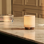 Dou Small Brown – Emperador Dark Marble Rechargeable Table Lamp | 3 Light Modes, Dimmable & Interchangeable Lampshade