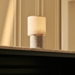 Dou White – Bianco Statuarietto Marble Rechargeable Table Lamp | Battery, Dimmable & Interchangeable Lampshade
