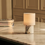 Dou White – Lilac Marble Rechargeable Table Lamp | Battery, Dimmable & Interchangeable Lampshade