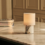 Dou White – Lilac Marble Rechargeable Table Lamp | Battery, Dimmable & Interchangeable Lampshade