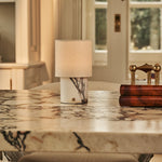 Dou White – Lilac Marble Rechargeable Table Lamp | Battery, Dimmable & Interchangeable Lampshade