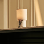 Dou White – Lilac Marble Rechargeable Table Lamp | Battery, Dimmable & Interchangeable Lampshade
