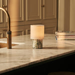 Dou Green – Ice Green Marble Rechargeable Table Lamp | Battery, Dimmable & Interchangeable Lampshade