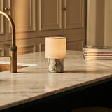 Dou Green – Ice Green Marble Rechargeable Table Lamp | Battery, Dimmable & Interchangeable Lampshade