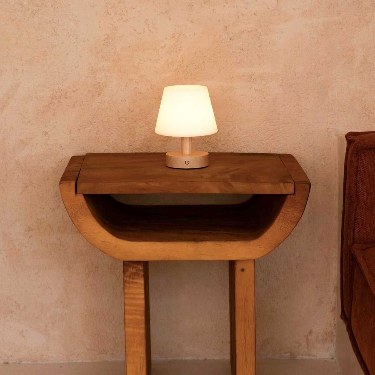 Teddy Light Brown Wooden Rechargeable Table Lamp – Dimmable, USB-C, 100-Hour Battery Life