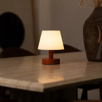 Teddy Chestnut Brown Wooden Rechargeable Table Lamp | Dimmable & Cordless with 3 Light Modes Tavellio