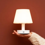 Teddy White Wooden Rechargeable Table Lamp – Dimmable, USB-C, 80-Hour Battery Tavellio