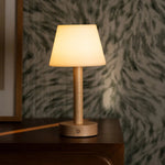 Zoë Light Brown Wooden Rechargeable Table Lamp | Dimmable, USB-C, 80-Hour Battery Tavellio
