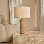 Isla Travertine Lamp with Cotton Shade – Elegant and Timeless Tavellio