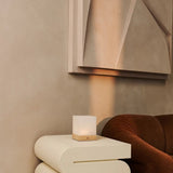 Yce Light Brown Cordless Wooden Lamp with Frozen Glass – Rechargeable, Dimmable, 100-Hour Battery - Tavellio