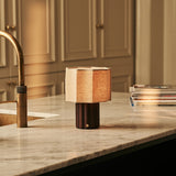 Eloïsa Dark Brown Rechargeable Table Lamp | Linen Blend, Modular & Dimmable