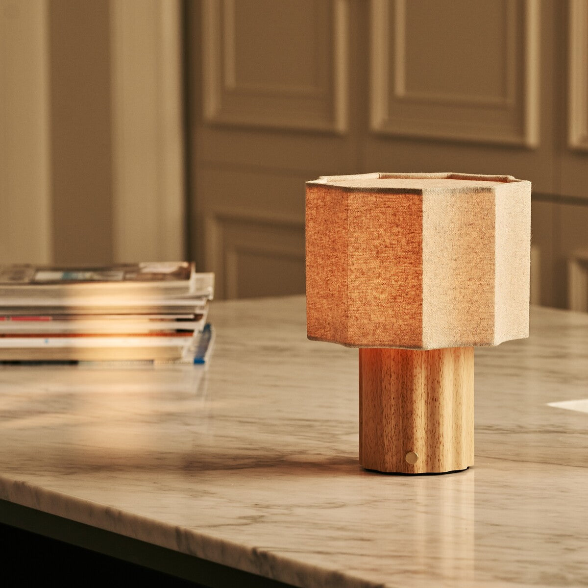 Eloïsa Light Brown Rechargeable Table Lamp | Linen Blend, Modular & Dimmable