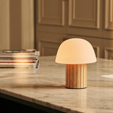 Etienne Light Brown Rechargeable Table Lamp | Dimmable, Modular Lampshade & 3 Light Colors