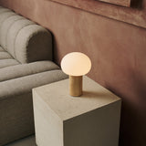 Sam Lichtbruin Houten Tafellamp met Glas & Oplaadbare Batterij | Dimbare & Veelzijdige Verlichting