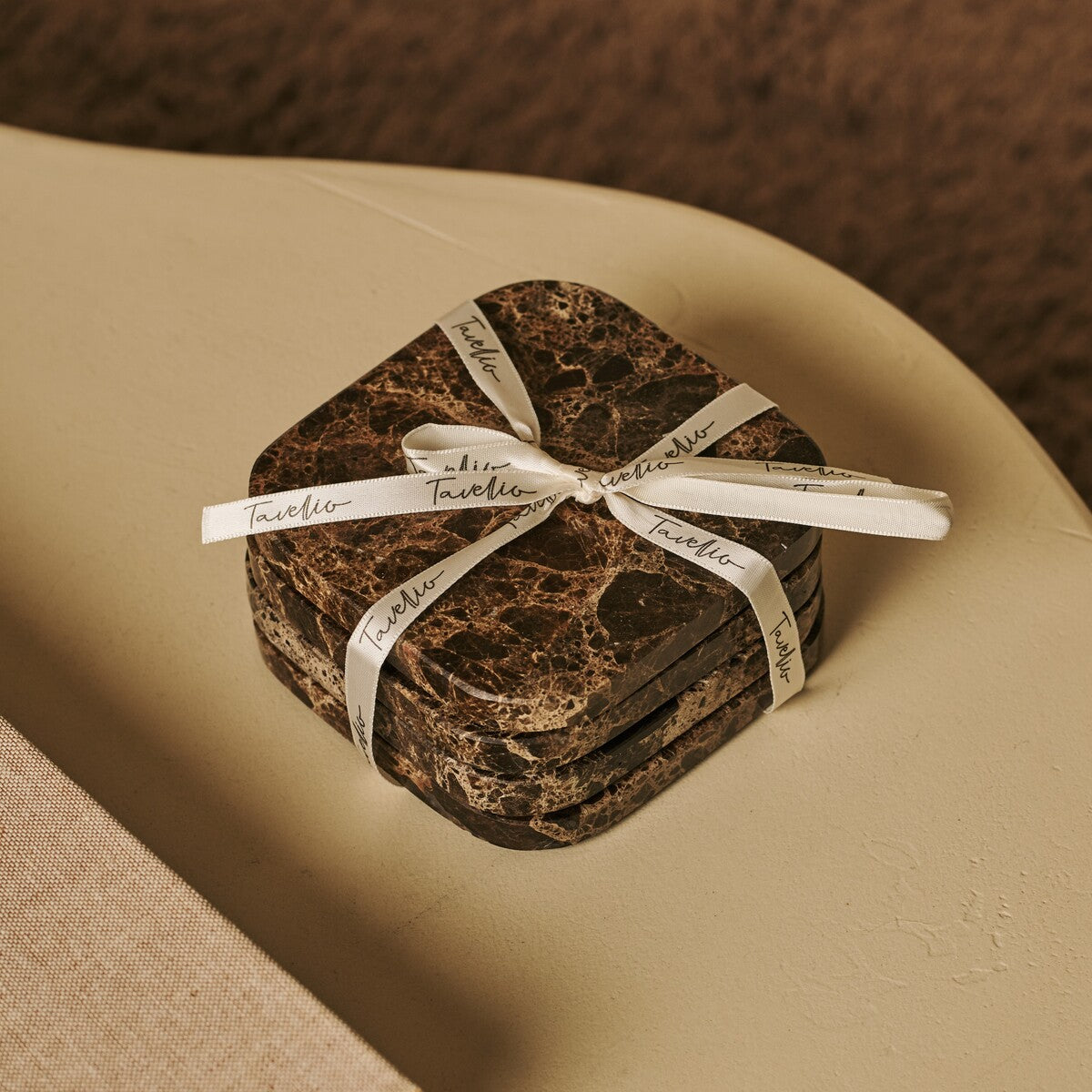 Fi Coasters Set Square Marble Emperador Dark