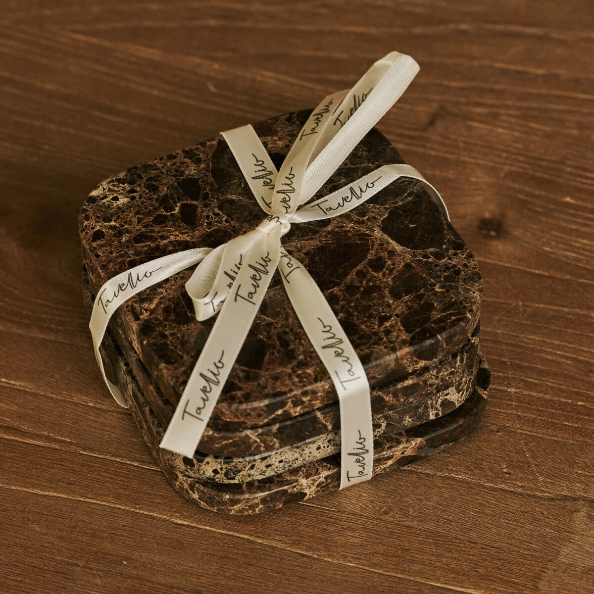 Fi Coasters Set Square Marble Emperador Dark