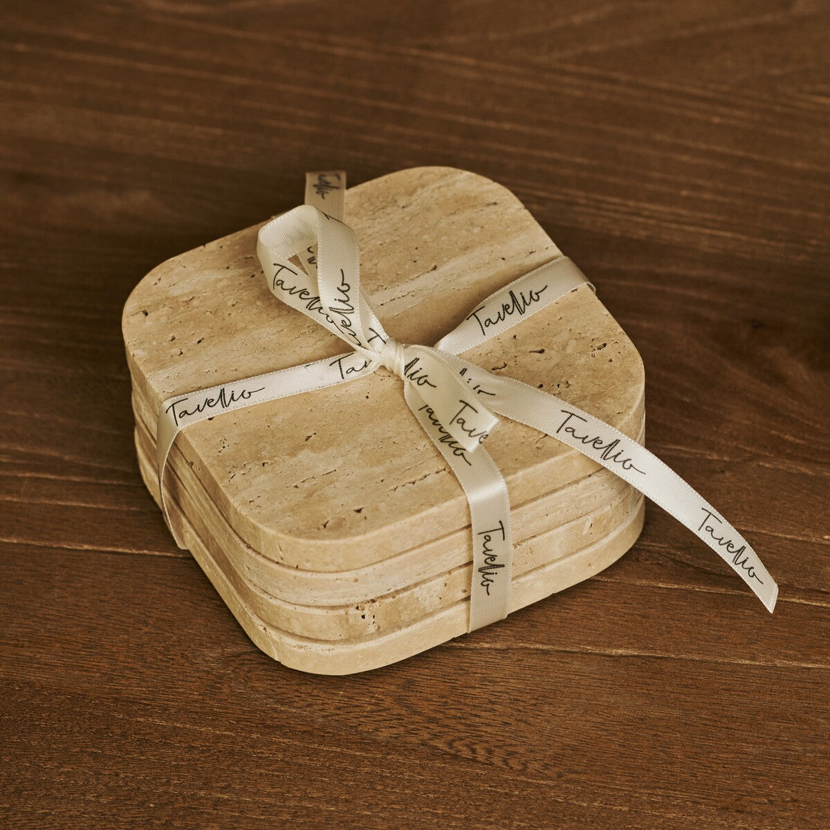Fi Coasters Set Square Travertine Travertino Classico
