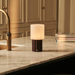 Frank Dark Brown Rechargeable Table Lamp | Cordless, 3 Light Colors, Dimmable