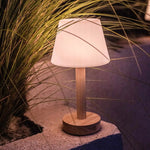 Zoë Light Brown Wooden Rechargeable Table Lamp | Dimmable, USB-C, 80-Hour Battery Tavellio
