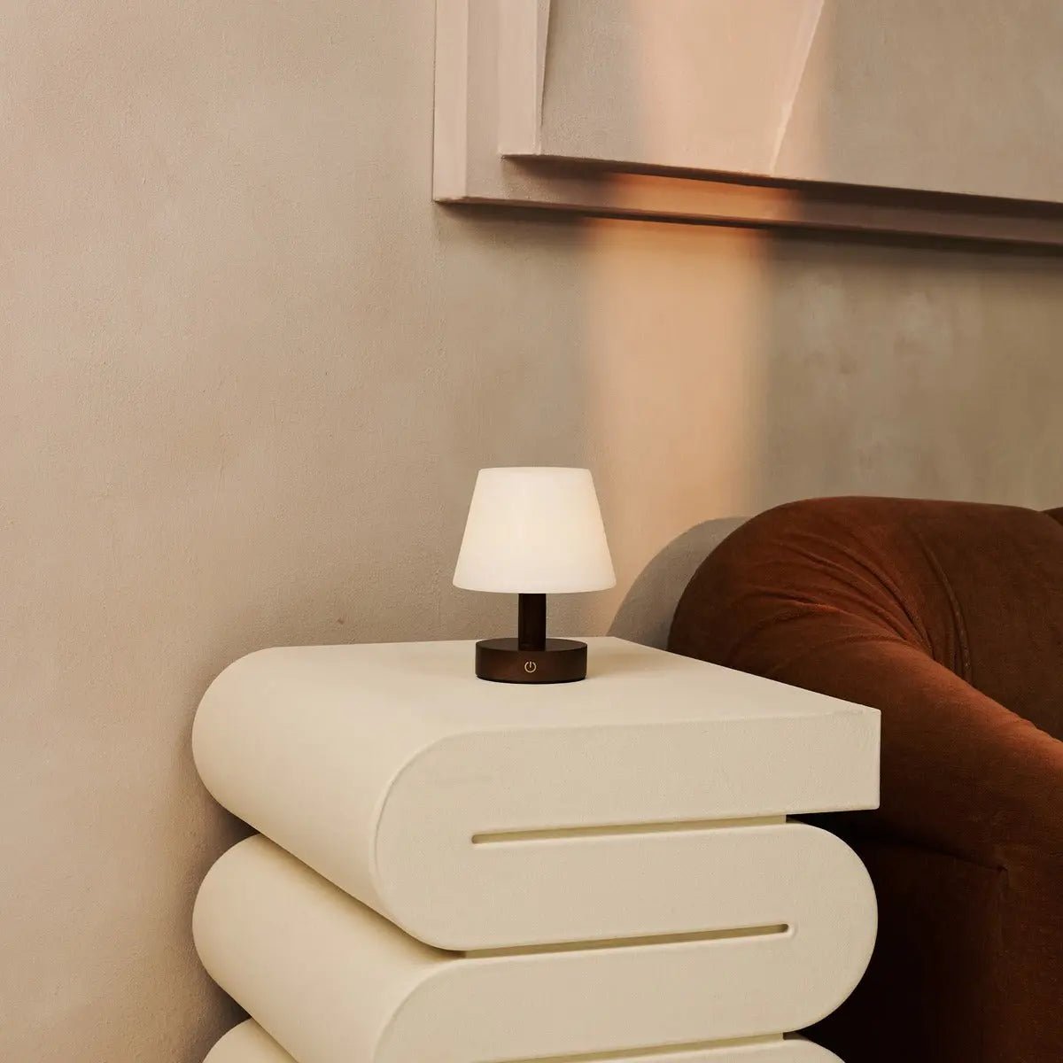 Teddy Dark Brown Wooden Rechargeable Table Lamp | Dimmable & Cordless with 80 Hours Battery Life - Tavellio