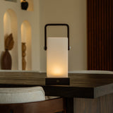 Harper Dark Brown Wooden Lamp – Cordless Rechargeable Table Lamp with Handle - Tavellio